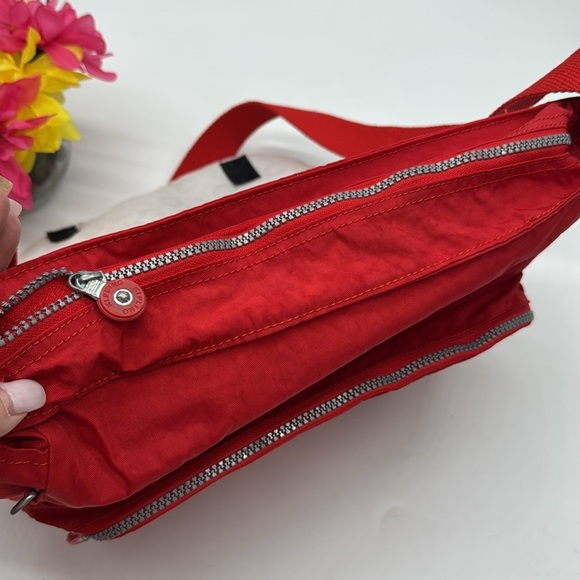 Kipling Red Nylon Lightweight Small Messenger Bag Purse MCB7579S - Picture 5 of 14